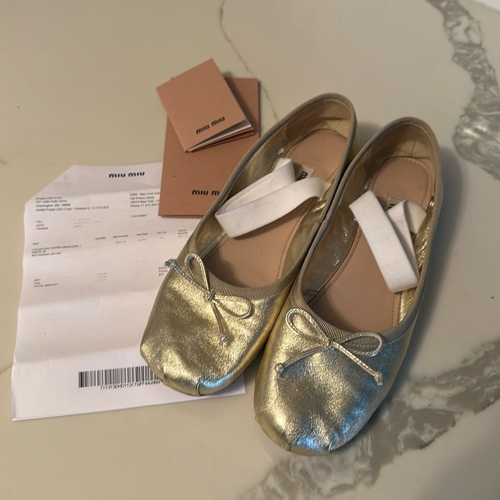 Gold Miu Miu Calzatore Donna Mordore Ballet Slippers